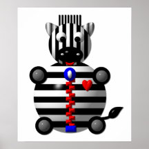 Zèbre mignon avec une tirette affiche