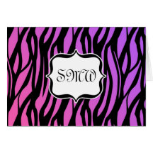 Zèbre pourpre/rose chaud barre le monogramme carte de vœux
