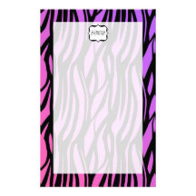 Zèbre pourpre/rose chaud barre le monogramme motifs pour papier à lettre