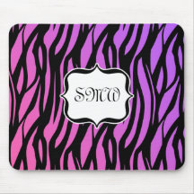 Zèbre pourpre/rose chaud barre le monogramme tapis de souris