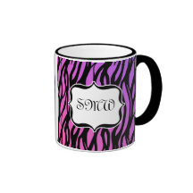Zèbre pourpre/rose chaud barre le monogramme mug à café