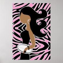 Zèbre rose de Bling de Fashionista du rugby 311 Affiches