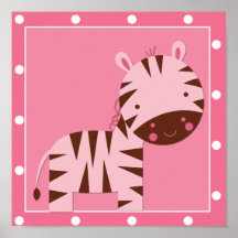 Zèbre rose de safari de bébé affiches