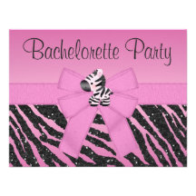 Zèbre rose mignon et partie imprimée de Bacheloret Invitation