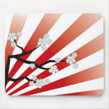 Zen blanc de fleurs de fleurs de cerisier de lever tapis de souris