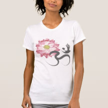 Zen blanc de symbole de l'OM de Lotus de yoga rose T-shirt