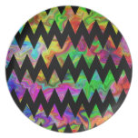 Zigzags multicolores noirs et lumineux assiettes