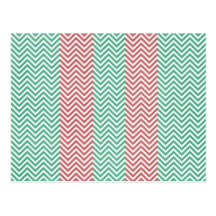 Zigzags rayés saumonés et verts de Chevron Carte Postale