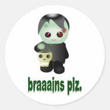 Zombi de Tour-ou-Traitement mignon - "PLZ de braaa Adhésifs