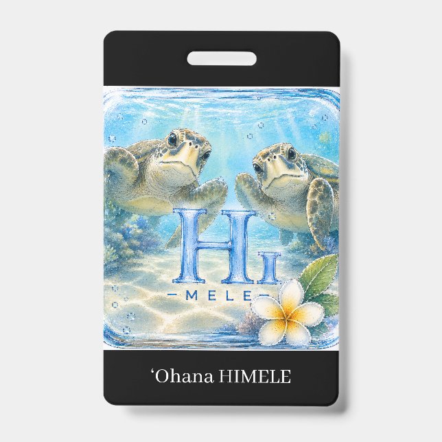 ʻOhana HIMELE Badge Nom Honu Tortue de Mer  (Avant)