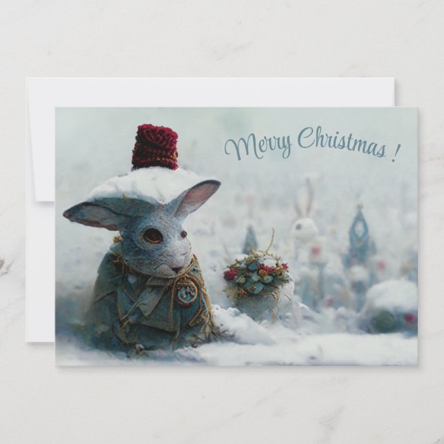 С de Noël paysage imaginaire lapin 3d invitation (Devant)