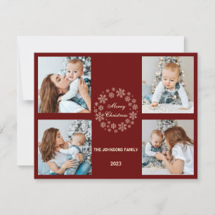 С famille de Noël photo carte rouge blanc minimali