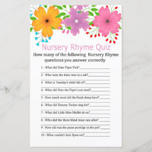 С Fleurs en jeu de baby shower du jeu de rime de N