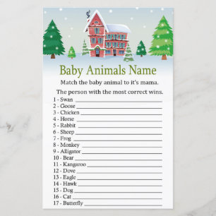 С Noël Bébé Animaux Nom baby shower de jeu
