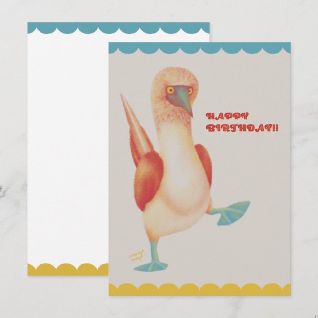 フラットカード バースデー Birthday Card -Blue-footed Boody- (Devant / Derrière)