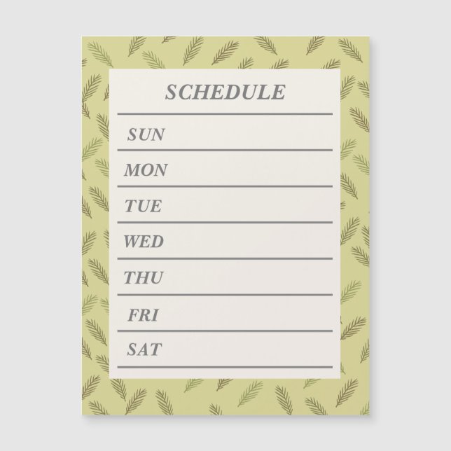 文字　カスタム　ウィークリースケジュール　ヤシ（グリーン)  マグネット (Devant)