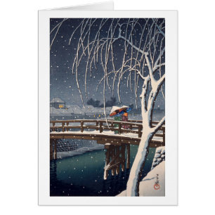 江 戸 川 宵 雪, Neige du soir à Edogawa, Hasui Kawase
