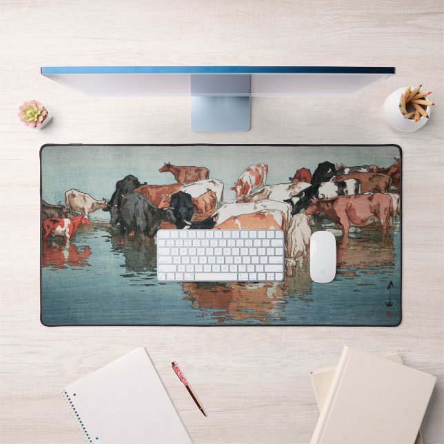 沼 崎 牧 の 昼, Vaches, Hiroshi Yoshida, Bois (Bureau 1)