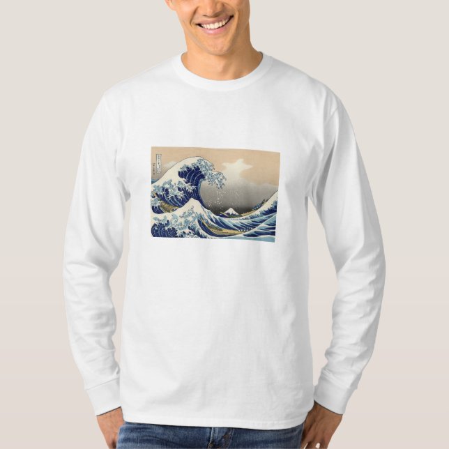 浮世絵長袖Tシャツ Ukiyoe T-Shirt 葛飾北斎 「富嶽三十六景 神奈川沖浪裏」 (Devant)