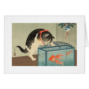 猫 と 金 魚, 古 Cat & Goldfish, Koson, Ukiyo-e