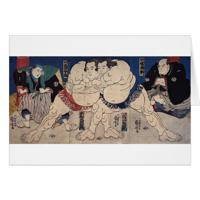 相 撲, 国 芳 Sumo Wrestling, Kuniyoshi, Ukiyo-e (Devant horizontal)