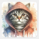 Recherche de chat coloré autocollants Aquarelle