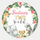 Recherche de anniversaire de safari autocollants Deux sauvages