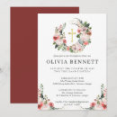 Recherche de fille baptême invitations Croix dorée