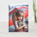 Recherche de parapluie rouge vœux cartes Petite fille