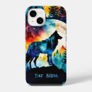 Recherche de lune de loup iphone coques Bleu