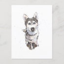 Recherche de husky cartes postales Aquarelle