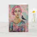 Recherche de oiseau de dame vœux cartes Mignon
