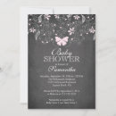 Recherche de rose et noir baby shower invitations Floral