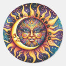 Recherche de visage de lune autocollants Étoiles