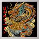 Recherche de dragon japonais posters Bleu