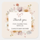 Recherche de fleurs carrés autocollants Baby shower bohème