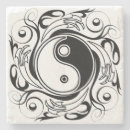 Recherche de symbole yin yang dessous de verres Noir et blanc