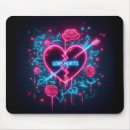 Recherche de rose fluorescent tapis souris Coeur
