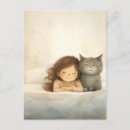 Recherche de fille de chat cartes postales Illustration