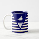 Recherche de rayures de bleu marine et de blanc tasses Yacht