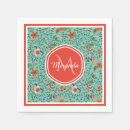 Recherche de turquoise et orange serviettes Floral