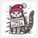 Recherche de noël drôle autocollants Amoureux des chats