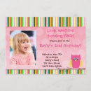 Recherche de de hibou fille anniversaire invitations Coloré