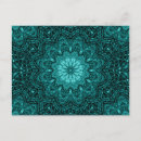 Recherche de mandala floral cartes postales Bleu