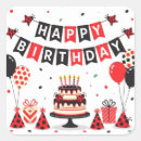 Recherche de joyeux anniversaire rouge et noir autocollants Blanc