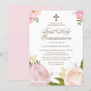 Recherche de petite communion invitations Fleurs d'aquarelle