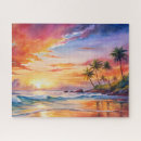 Recherche de coucher du soleil puzzles Aquarelle