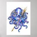 Recherche de poulpe bleu posters Aquarelle