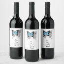 Recherche de papillons bleus bouteilles vin étiquettes Pour eux