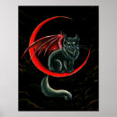 Recherche de chat noir yeux verts posters Rouge